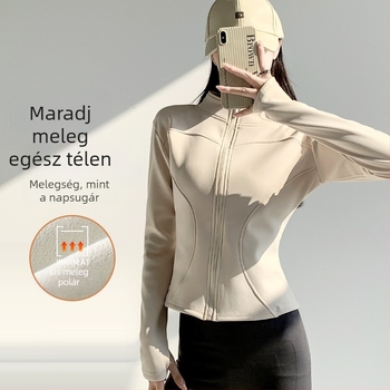 Női magas rugalmasságú formázó dzseki fleece belsővel, cipzárral, hosszú ujjak, karcsú szabás, tavasz 2026