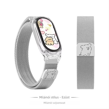 Kompatibil a Xiaomi Mi Band 9 Milanese rozsdamentes acél szíjjal, mágneses csattal és NFC-vel