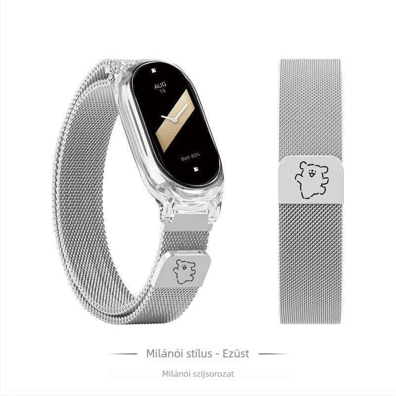 Kompatibil a Xiaomi Mi Band 9 Milanese rozsdamentes acél szíjjal, mágneses csattal és NFC-vel