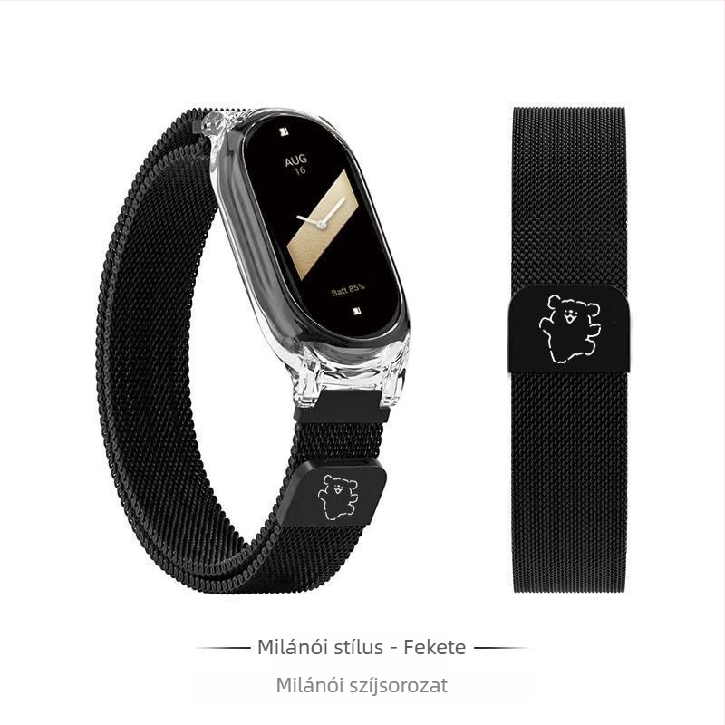 Kompatibil a Xiaomi Mi Band 9 Milanese rozsdamentes acél szíjjal, mágneses csattal és NFC-vel