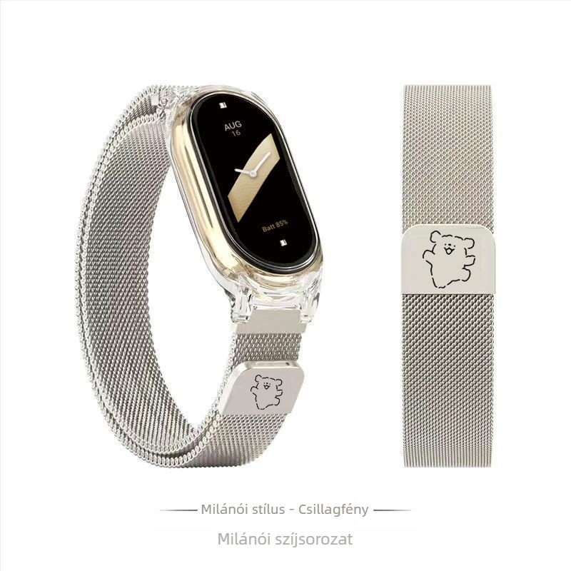 Kompatibil a Xiaomi Mi Band 9 Milanese rozsdamentes acél szíjjal, mágneses csattal és NFC-vel