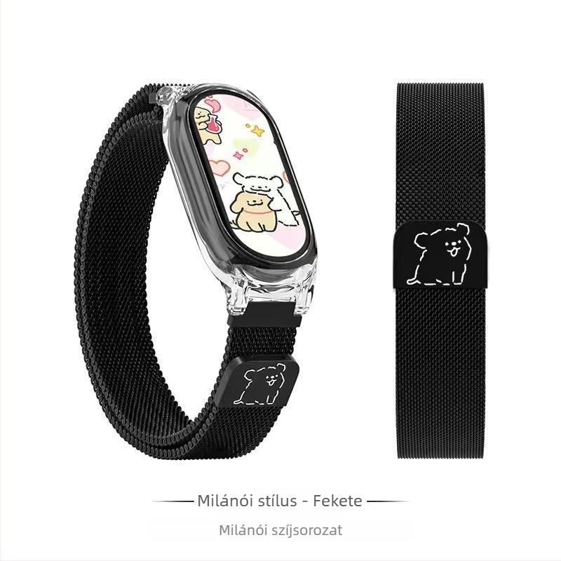 Kompatibil a Xiaomi Mi Band 9 Milanese rozsdamentes acél szíjjal, mágneses csattal és NFC-vel