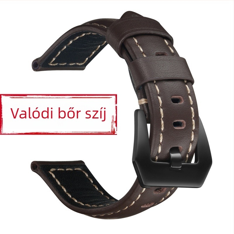Első réteg borjúbőrből készült óraszíj, kézzel készített, kényelmes és puha, kompatibil Versa 2 és Xiaomi 8/9 eszközökkel