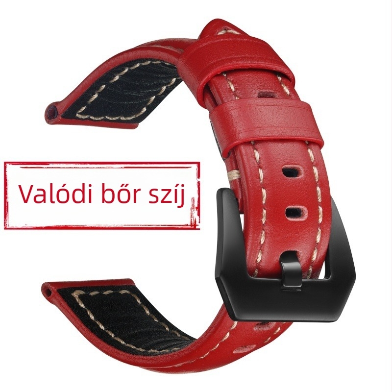 Első réteg borjúbőrből készült óraszíj, kézzel készített, kényelmes és puha, kompatibil Versa 2 és Xiaomi 8/9 eszközökkel