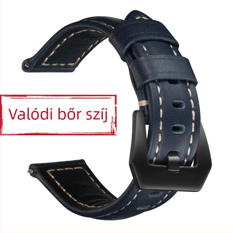 Első réteg borjúbőrből készült óraszíj, kézzel készített, kényelmes és puha, kompatibil Versa 2 és Xiaomi 8/9 eszközökkel