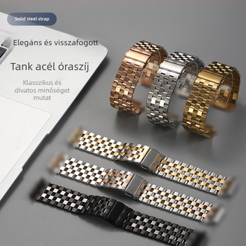 Rozsdamentes acél ötlinkes Tank szíj Samsung Galaxy Watch-hoz, kompatibil Huawei GT okosórával, univerzális acél szíj