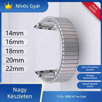 Samsung és Huawei kompatibilis rozsdamentes acél okosóra szíj, szélesség 14/16/18/20/22 mm, rugós elasztikus szíj