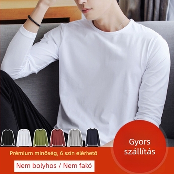 Koreai stílusú hosszú ujjú tee, modál anyagból, szűk szabású (kerek nyak, minden szezonban viselhető)