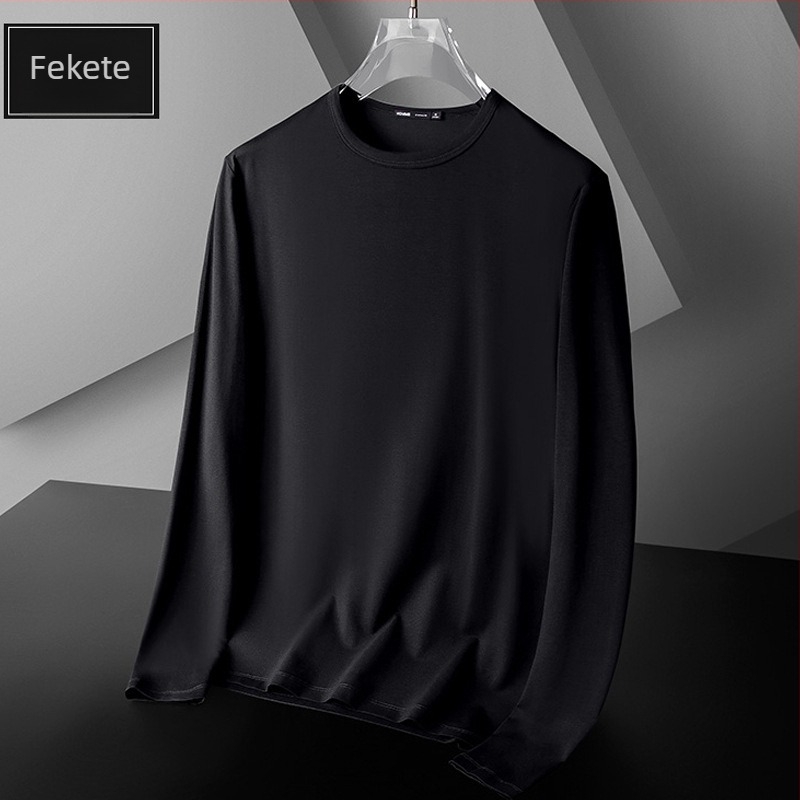 Koreai stílusú hosszú ujjú tee, modál anyagból, szűk szabású (kerek nyak, minden szezonban viselhető)