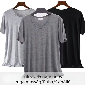 Nyári férfi modal rövid ujjú póló, karcsúsított szabás, kerek nyakú, ultra vékony, magas elasztikusság, plusz méret