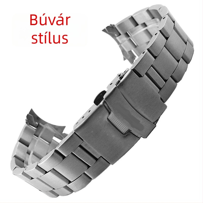 SKX007/009 rozsdamentes acél óraszíj, szélesség 20–22 mm, merülős három gyöngyös biztonsági csattal
