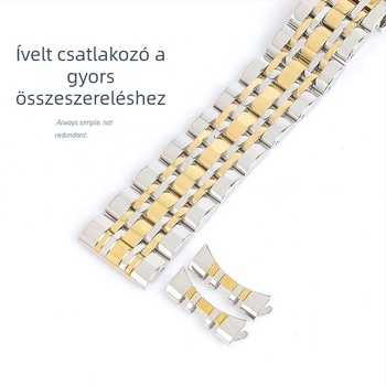 Rozsdamentes acél óraszíj pillangócsattal, hét gyöngyös mintával, uniszex