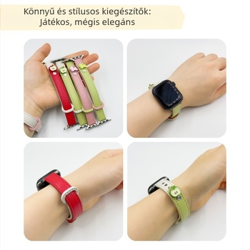 Apple Watchhoz való bőrszíj – színblokkokkal, dupla csattal, vékony, divatos nyári női modell