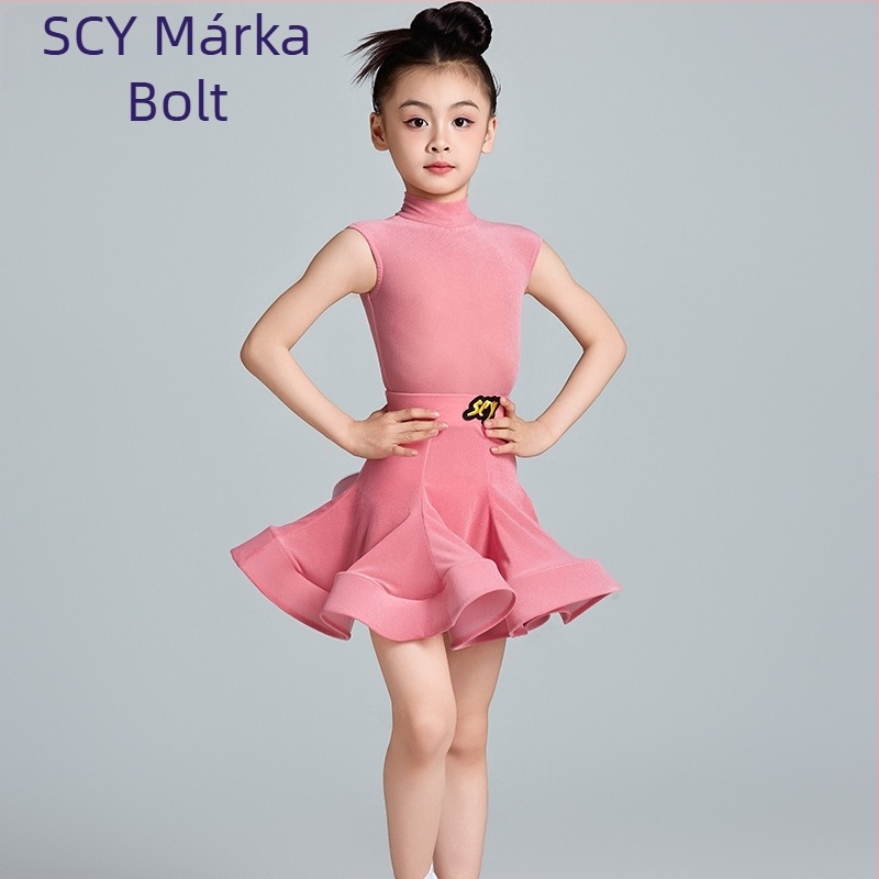 Lányoknak szánt latin tánc jelmez ultrakönnyű bársonyból, hintázó szoknya a színpadra, 70% spandex