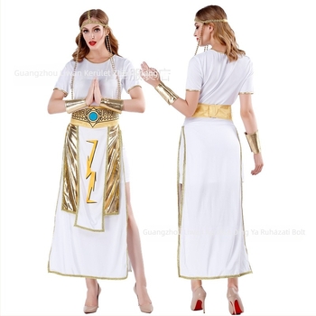 Latin táncruha Cleopatra által inspirált egyiptomi istennő motívummal – Lycra anyag, Spandex keverék; ideális 25–29 éveseknek