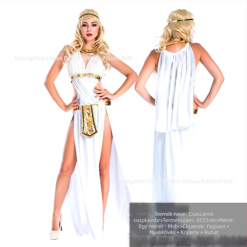 Latin táncruha Cleopatra által inspirált egyiptomi istennő motívummal – Lycra anyag, Spandex keverék; ideális 25–29 éveseknek