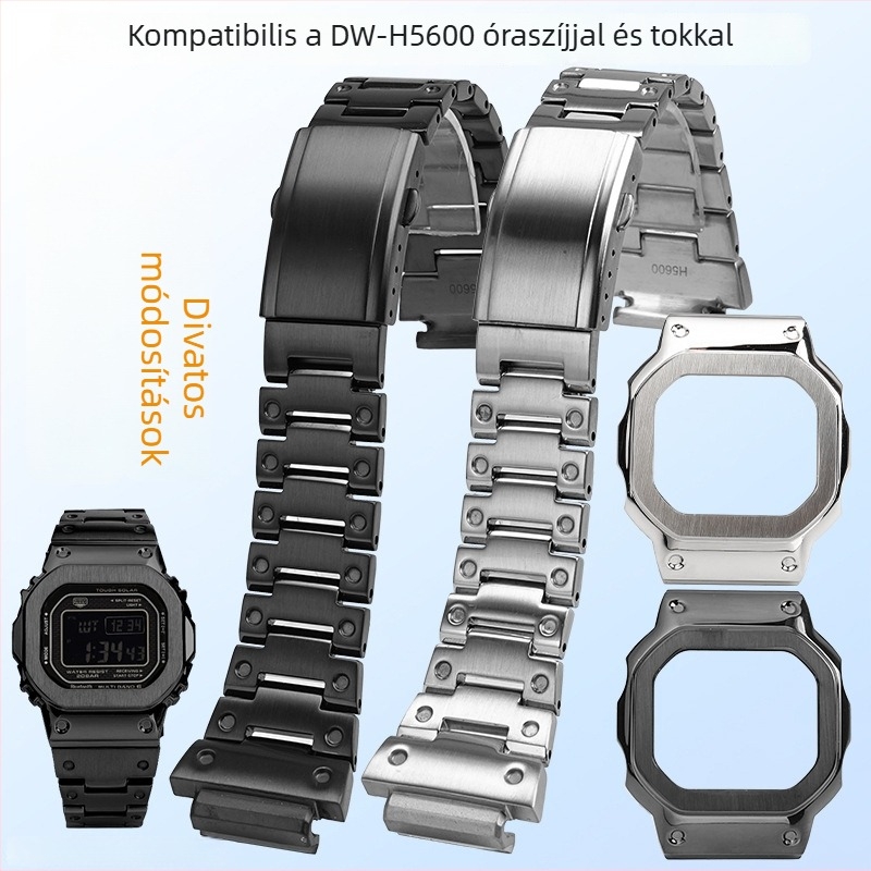 Hendry Casio DW-H5600 sorozat, kisméretű négyzet alakú tok és módosított rozsdamentes acél szíj