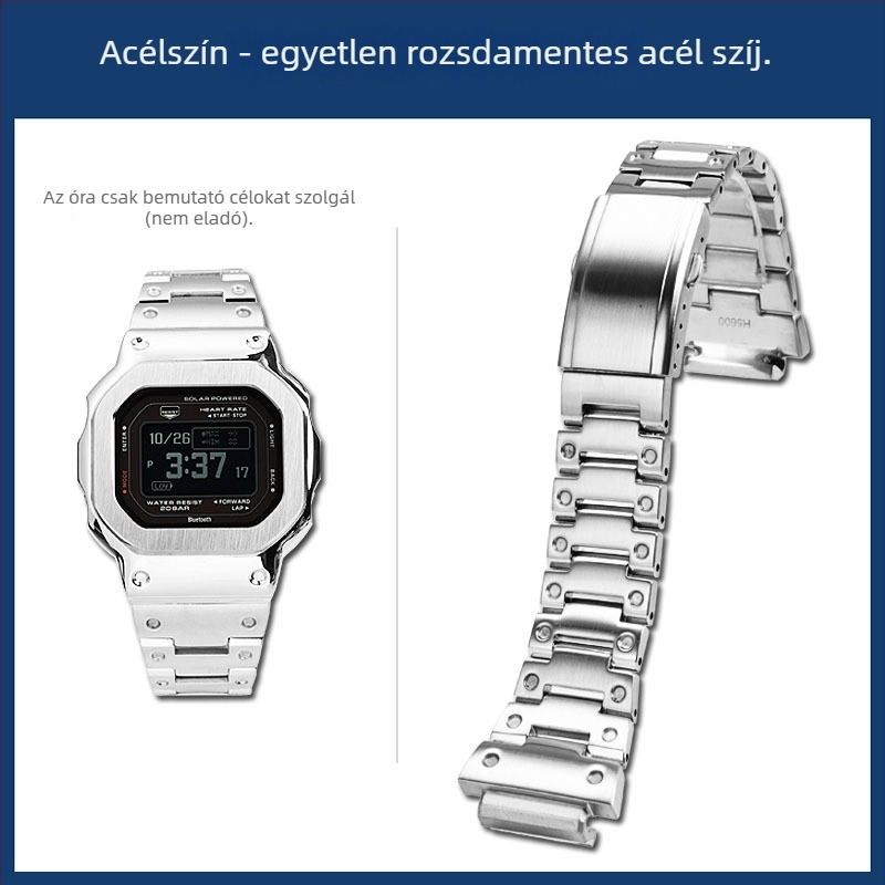 Hendry Casio DW-H5600 sorozat, kisméretű négyzet alakú tok és módosított rozsdamentes acél szíj