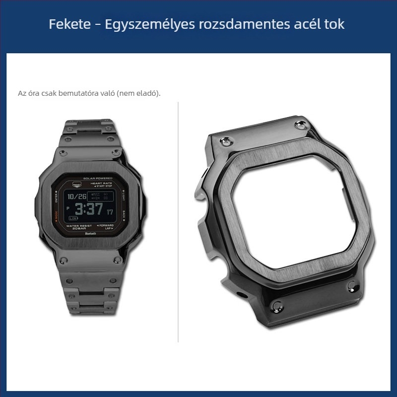 Hendry Casio DW-H5600 sorozat, kisméretű négyzet alakú tok és módosított rozsdamentes acél szíj