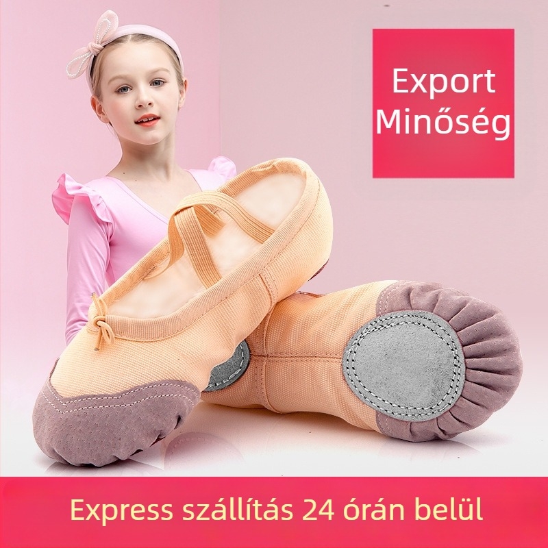 Felnőtt tánccipők, uniszex, bőr talp, vászon felsőrész, légáteresztő és könnyű, balett, modern és latin tánchoz