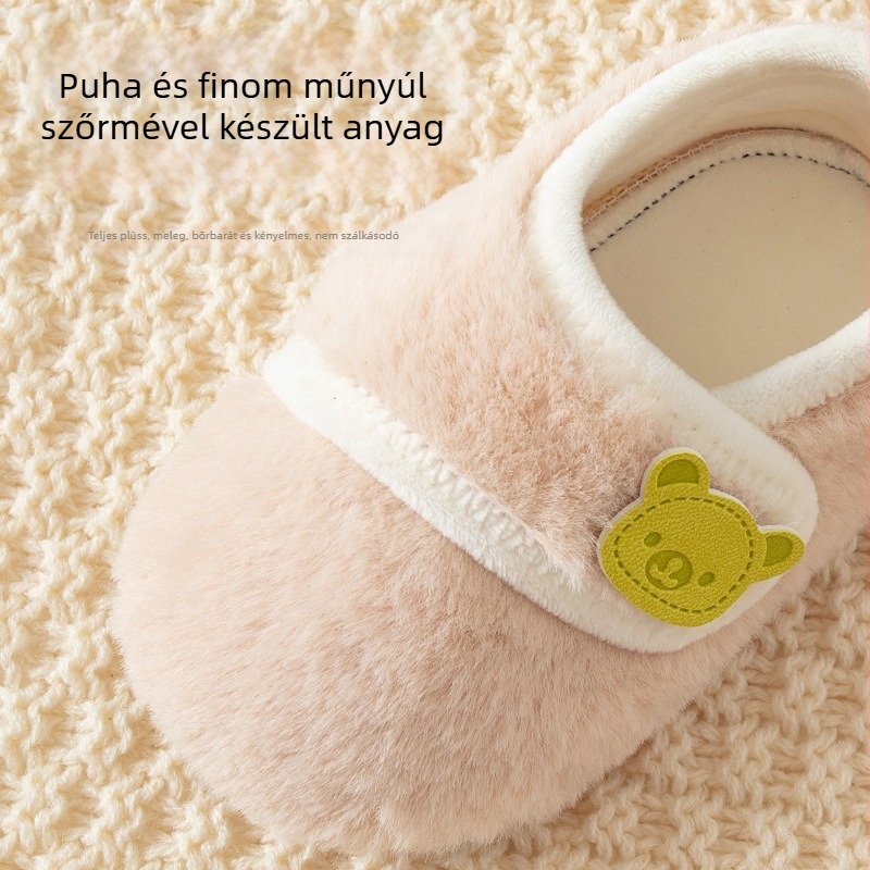 Baba beltéri cipők 1–3 és 4–6 éveseknek, puha talp, velúr bélés, csúszásmentes talp, tépőzár