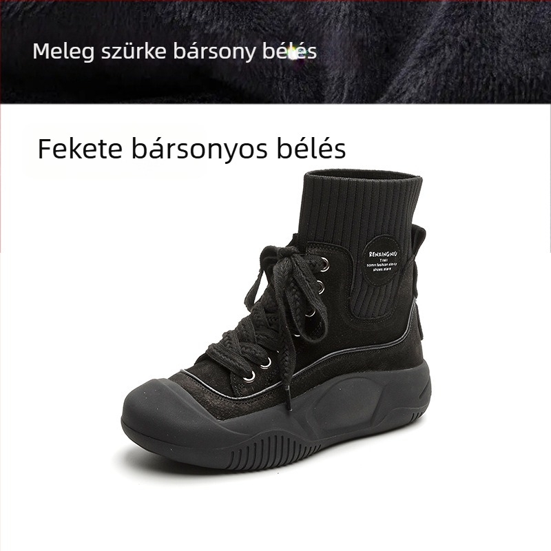 Szűkített bőrből készült csizma felsőrésszel, kerek orr, klínos sarok, középmagas szár – bőr casual őszi-téli időszakra