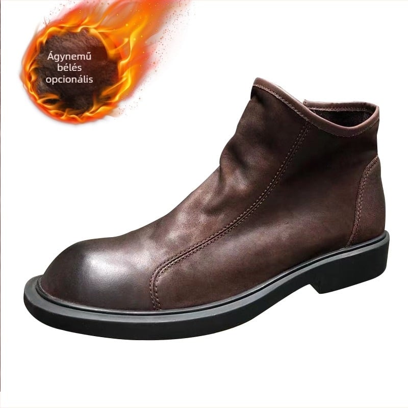 Férfi Chelsea csizmák - Felsőrész: első réteg marhahúrból; Talpbetét: első réteg disznó bőrből; Talp: vulkanizált gumi; Zárás: csat; Tavasz-Ősz