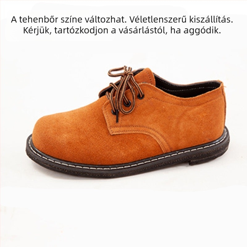 Hegesztő munkabakancsok, magas szárú, acélorr védelemmel, tehénbőr, gumitalp, bőr belső