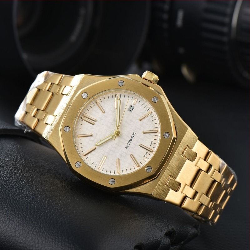 Férfi mechanikus karóra naptár funkcióval, rozsdamentes acél tok és szíj, 40,5 mm számlap, modell 1221