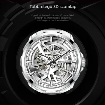 Férfi automata Tourbillon karóra bőrszíjjal, világító számlappal, 30 méter vízálló