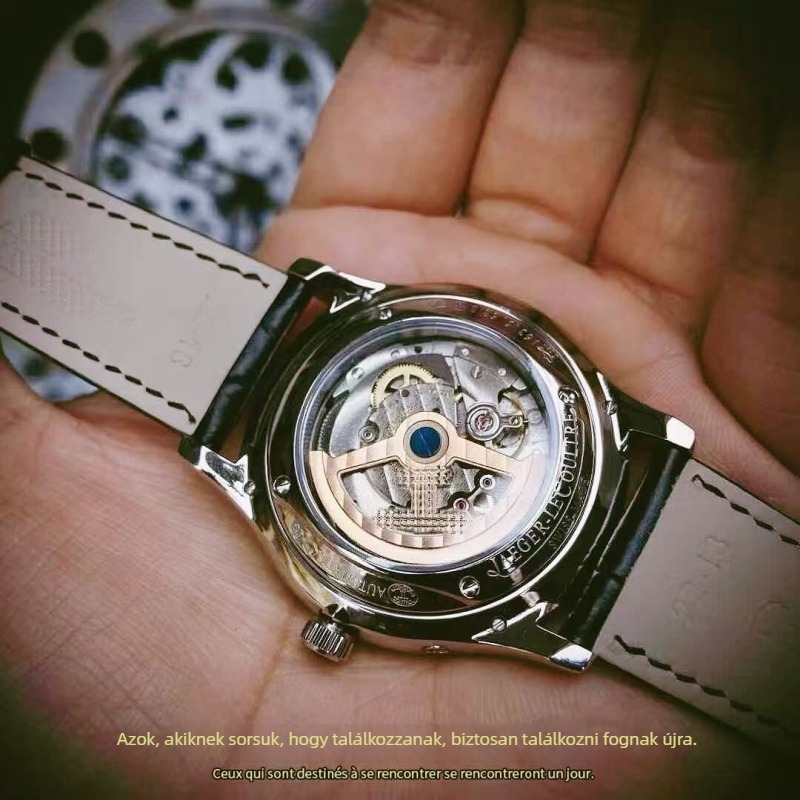 Férfi óra holdfázissal, ultra vékony automata mechanikus óra, számlap 39,5 mm, vastagság 12 mm, rozsdamentes acél tokozás, bőr szíj, mozgás Pearl 2813
