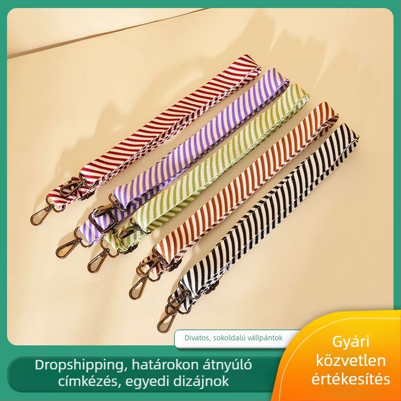 Színes csíkos kötött állítható vállöv uniszex táskákhoz