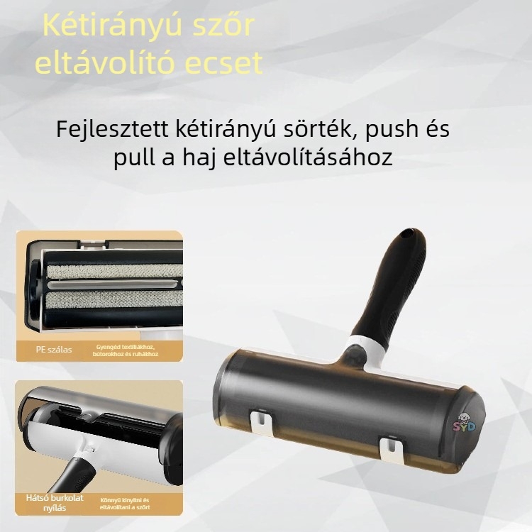 Macska szőr eltávolító roller – kétirányú szösz eltávolító kanapéhoz és szőnyeghez – görbült fejű szőr eltávolító, ABS + poliészter