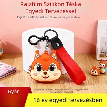 Szilikon pénztárca gyerekeknek és diákoknak — rajzfilm állatos minta, cipzár, érme zseb, testre szabható