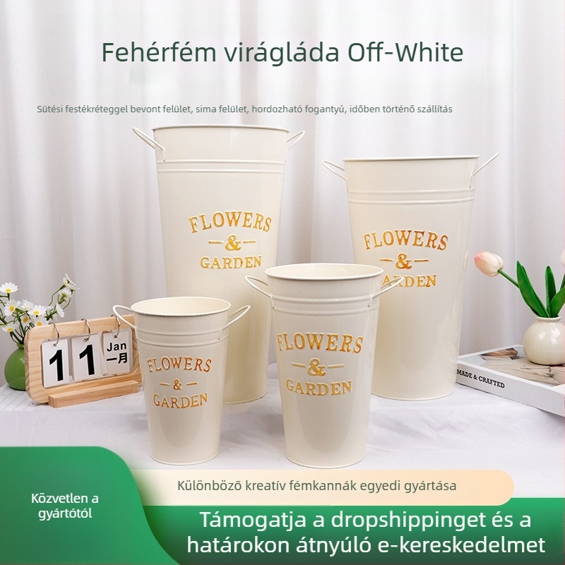 Vasból készült virágcserép, Vas művészeti dizájn, Modern minimalist stílus, Asztali vagy padlóra történő kiállításhoz, Iroda és otthoni dekoráció