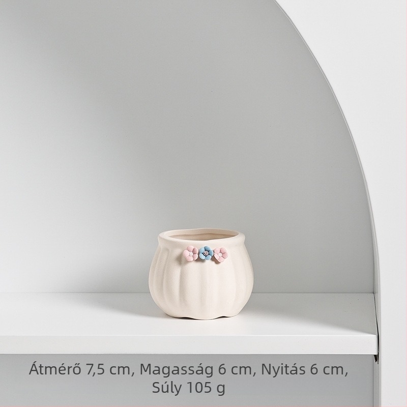 Kerámia virágcserép, minimalista stílus, kézzel készített, asztali használatra, tartós, korrózióálló