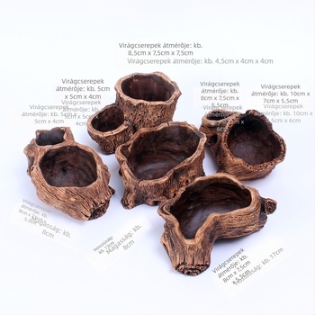 Fa mintázatú beton virágcserép fa imitációval, retro pásztor stilus, gyártva fordított formával (Típus: virágcserép; Anyag: beton; Stílus: retro pásztor; Gyártási mód: fordított forma)