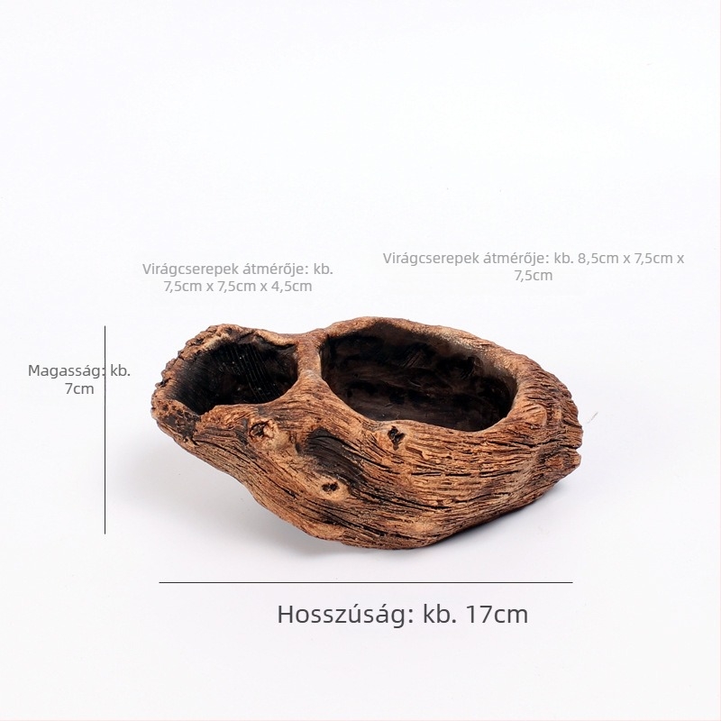 Fa mintázatú beton virágcserép fa imitációval, retro pásztor stilus, gyártva fordított formával (Típus: virágcserép; Anyag: beton; Stílus: retro pásztor; Gyártási mód: fordított forma)