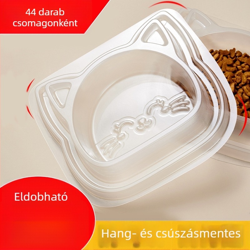 2‑in‑1 macska etető és ivóedény kültéri kóbor macskáknak; műanyag, 1 db, anti felborulás