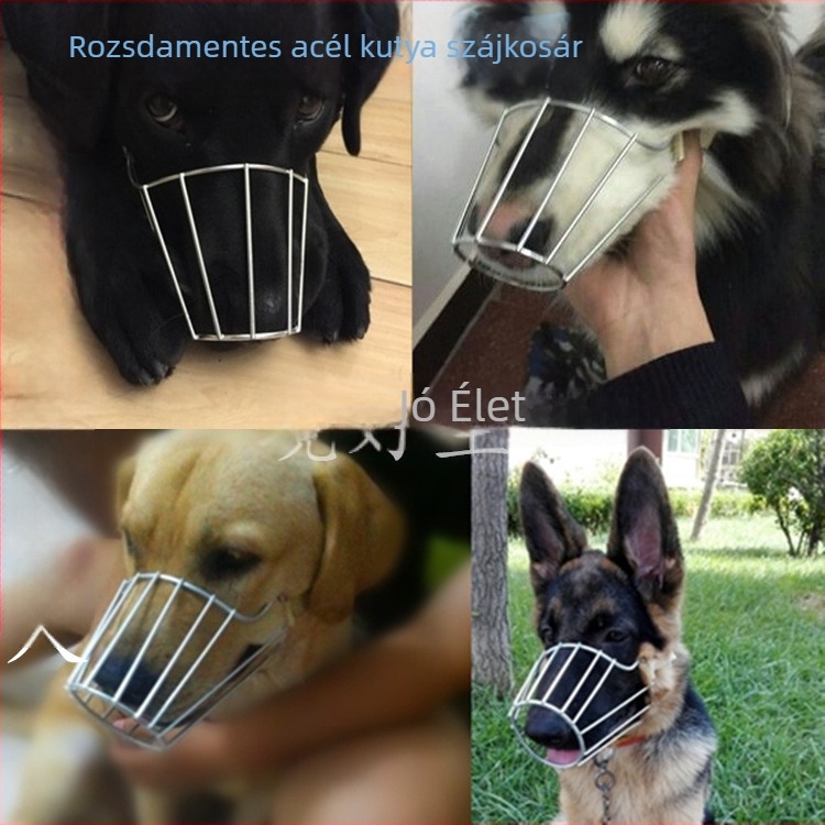 Rozsdamentes acélból készült szájkosár ivóvíz funkcióval, nagy- és közepes méretű kutyáknak