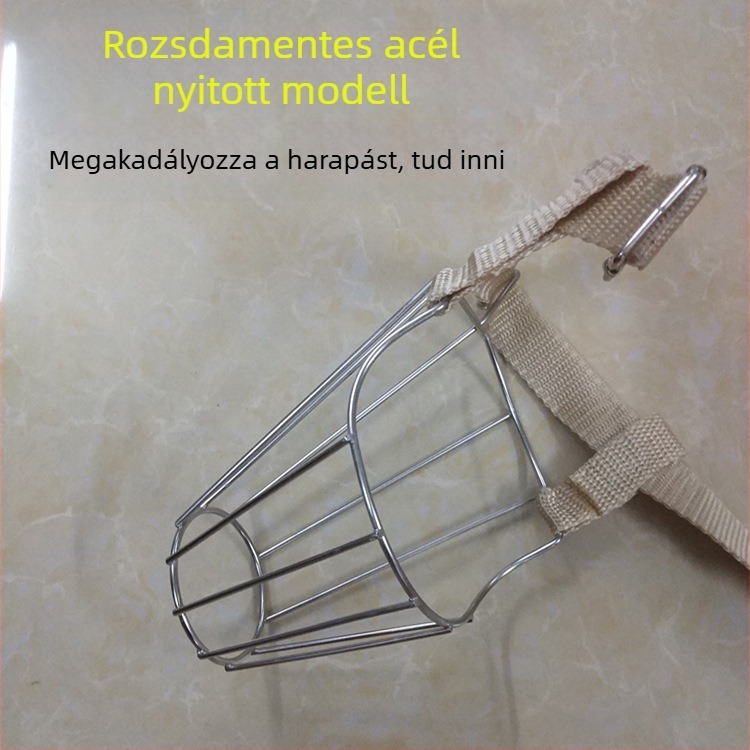 Rozsdamentes acélból készült szájkosár ivóvíz funkcióval, nagy- és közepes méretű kutyáknak