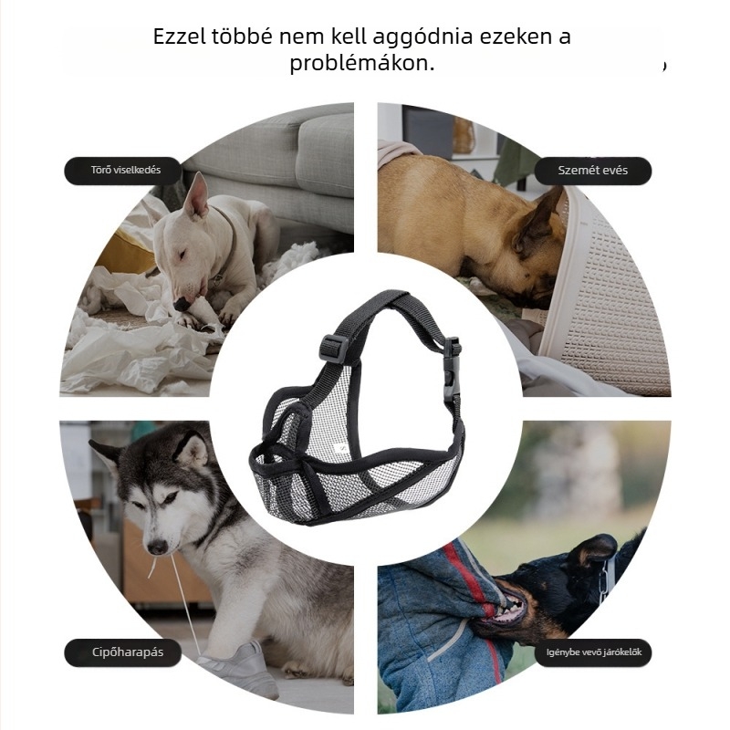 Belu Szájkosár Kutyáknak, Poliészter, Légáteresztő, Harapás Elleni és Ugatás Elleni