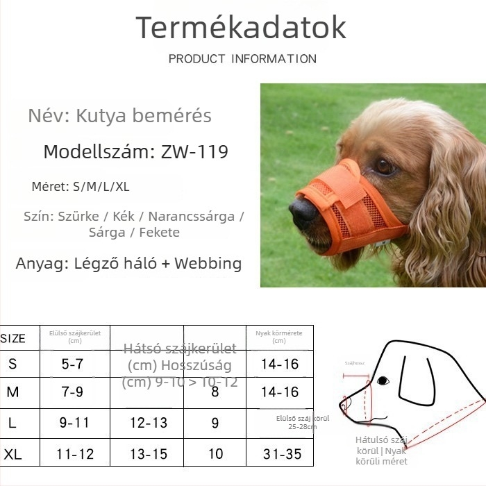 Nylon kutyaszájkosár, 280 darabos csomag, anti harapás és anti-ugatás funkció, lehetővé teszi a víz ivását