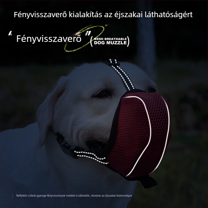 Fejlesztett fényvisszaverő, lélegző hálós kutyamuzzle – megakadályozza karmolást, nassolást, ugatást és harapást – állítható