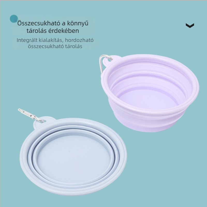 Zárható összecsukható kutyatál – hordozható etető- és ivóedény kutyáknak és macskáknak
