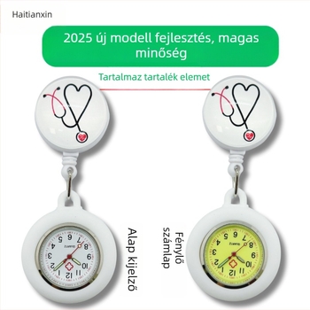 Nővér/orvos óra kvarc mozgással, analóg kijelző, világító, szilikon szíj