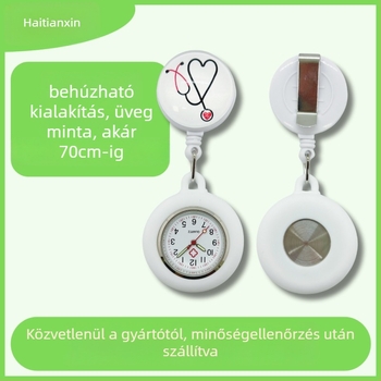 Nővér/orvos óra kvarc mozgással, analóg kijelző, világító, szilikon szíj