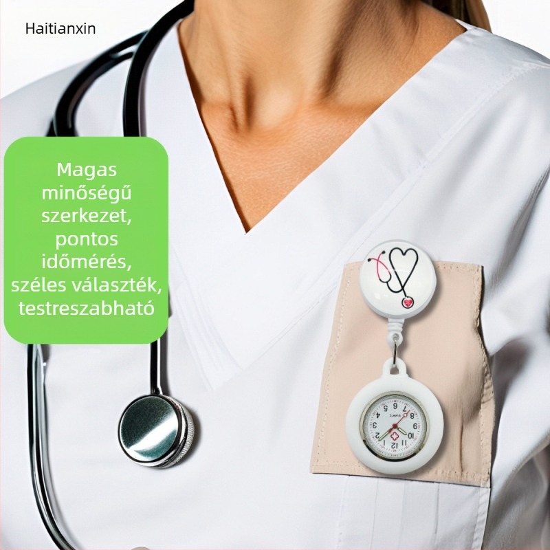 Nővér/orvos óra kvarc mozgással, analóg kijelző, világító, szilikon szíj