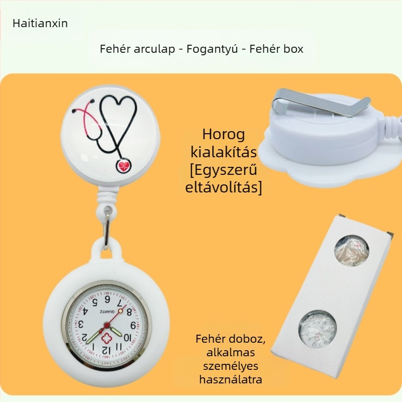 Nővér/orvos óra kvarc mozgással, analóg kijelző, világító, szilikon szíj