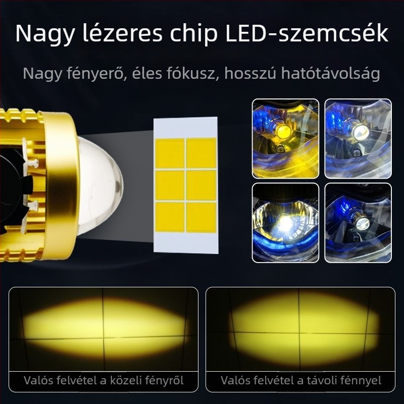 H4 LED motorkerékpár fényszóró fish-eye lencsével, alumínium ház, 12V, 30W